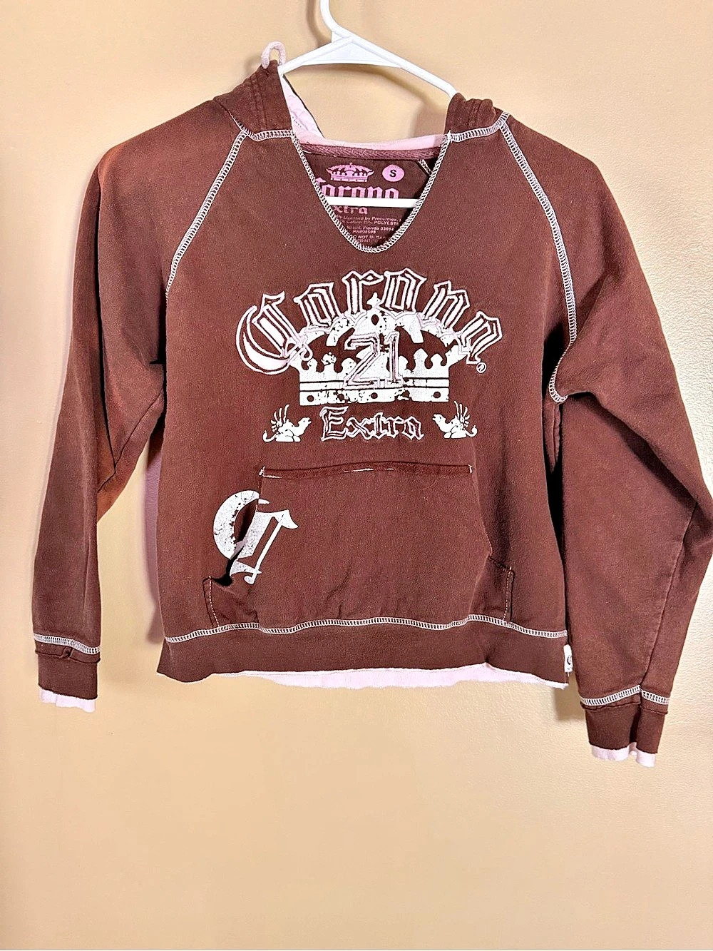 Vintage 2006 Corona Extra Hoodie Brown Pink Y2K Graphic Size S